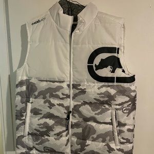 White Echo Puffer Vest with hood